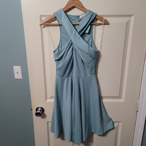 Eiffel Designs Teal‎ Wrap Dress Women's Large NWT